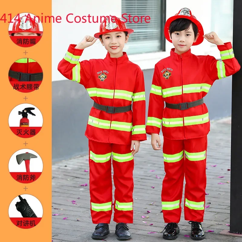 Uniforme de bombero para niños, juego de rol de bombero, ropa de trabajo, actuación profesional, fiesta, disfraz de Halloween