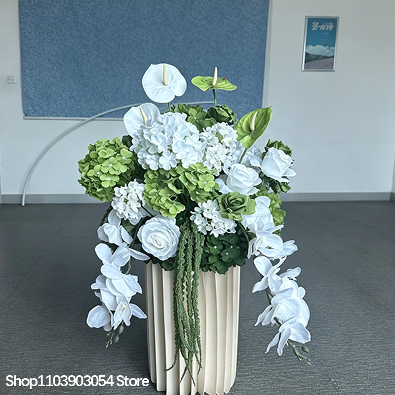 Weiß-Grüne Hortensie-Kalla-Lilien-Tischdekoration Künstliches Blumenarrangement Hochzeitstisch-Blumendeko Hotel-Empfangsblume – Detail 4