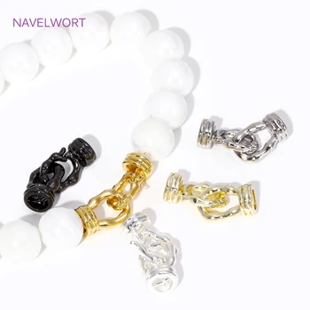 Fermoir en perles en laiton plaqué or 18 carats, pour la fabrication de bijoux, fermoirs de connecteur, bricolage de bracelets et de colliers, accessoires de fabrication