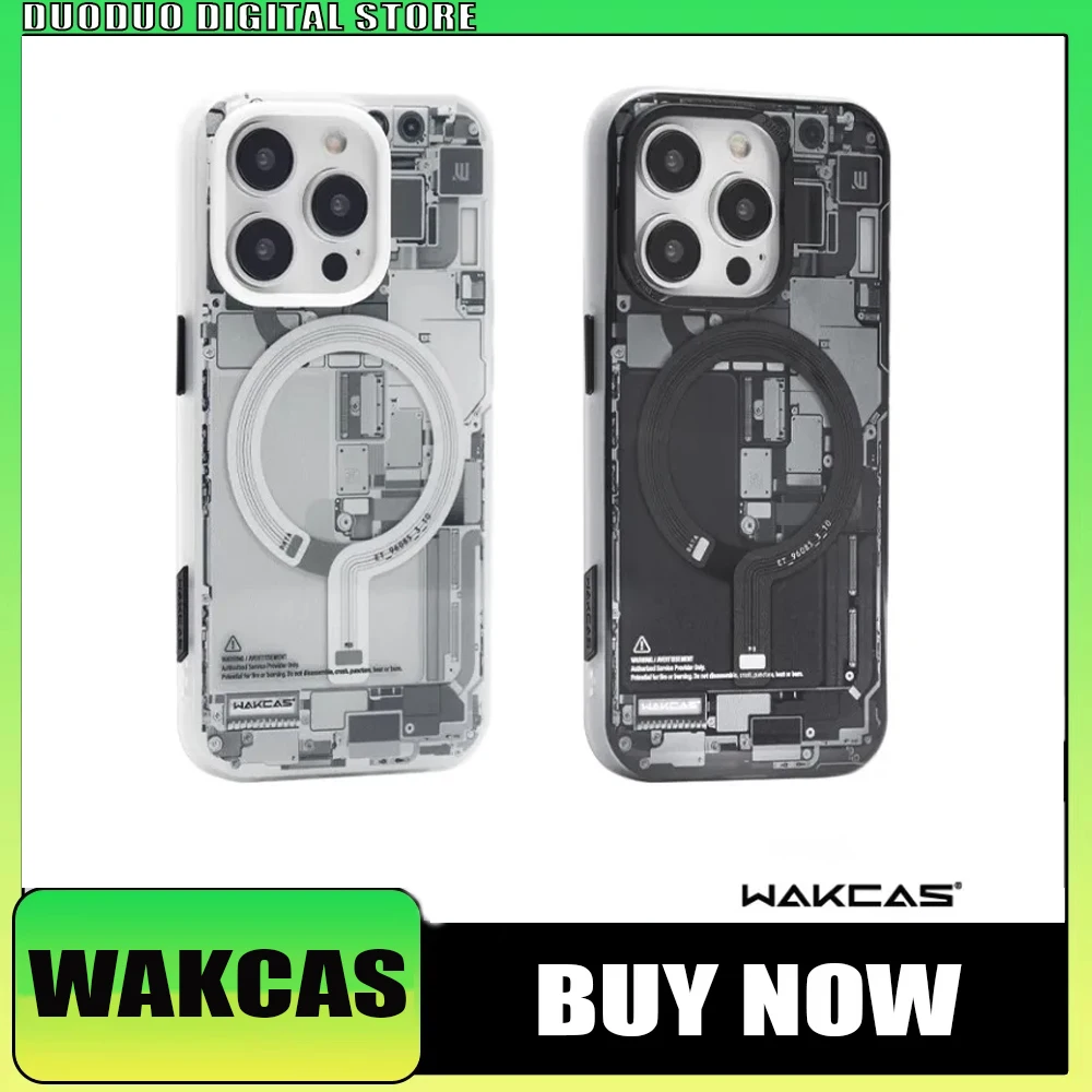

WAKCAS Mobile Phone Case Magnetic Absorption IMD Original Design For Iphone16 / 15 Pro Max Shockproof Protective Case Exquisite