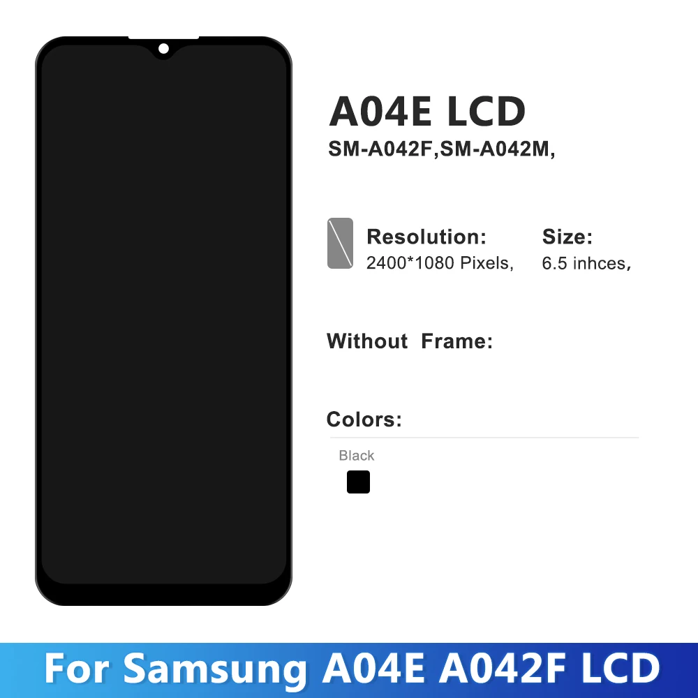 6.5'' A04E Display For Samsung A04E A045M A045F A045F LCD Display touch screen Digitizer Assembly A04E Display Screen with Frame