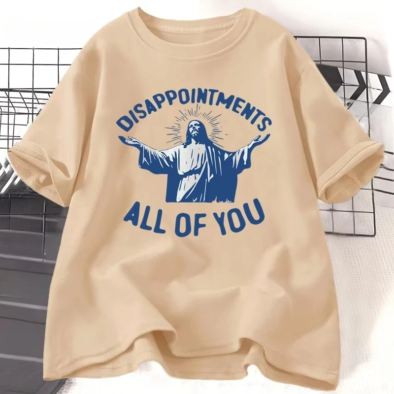 T-shirt « Disappointments All of You » pour femmes et hommes, t-shirt drôle avec motif Jésus, t-shirt graphique vintage en coton à manches courtes et col rond
