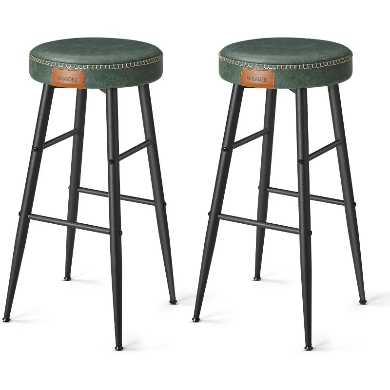 EKHO Collection - Bar Stools Set of 2, Bar Height Bar Stools, Kitchen Counter Stools, Mid-Century Modern Backless Counter
