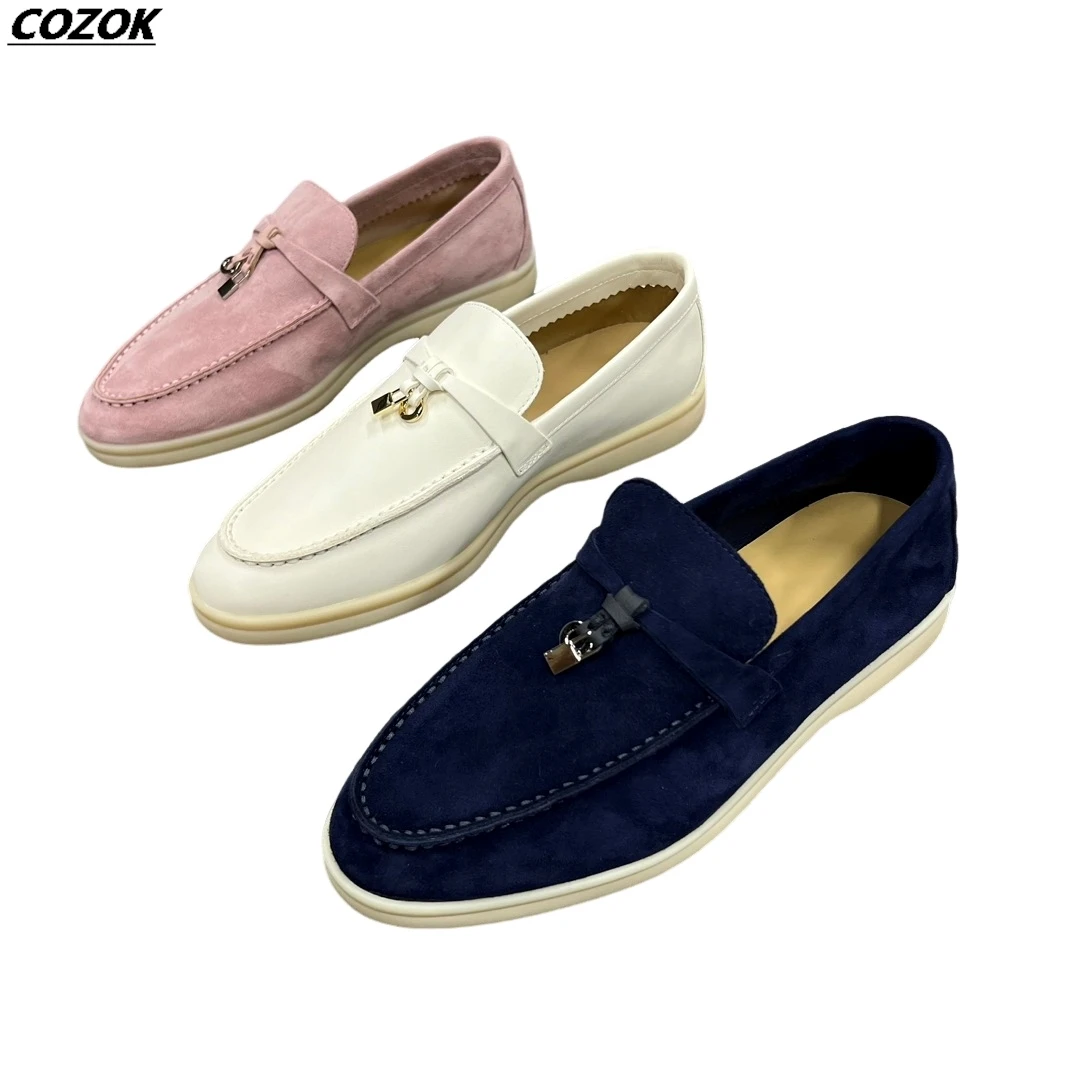 Loafer shoes women 2024 spring  autumn real leather flat large size comfortable slip-on lazy shoes single shoes penny shoes