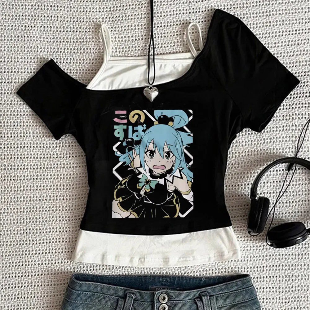 Konosuba Megumin cropped top girl streetwear alternative  anime t shirt y2k vintage jojifuku scene