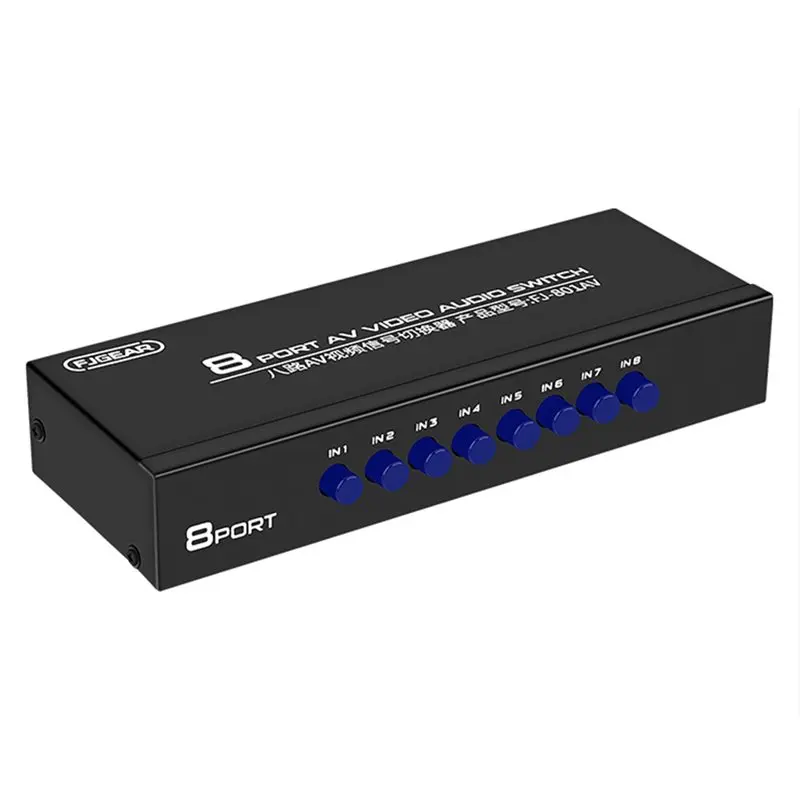 ABUO 8-Way AV Switch RCA Switcher Composite Video L/R Selector Box Audio Switcher for DVD Home Theater Metal Enclosure