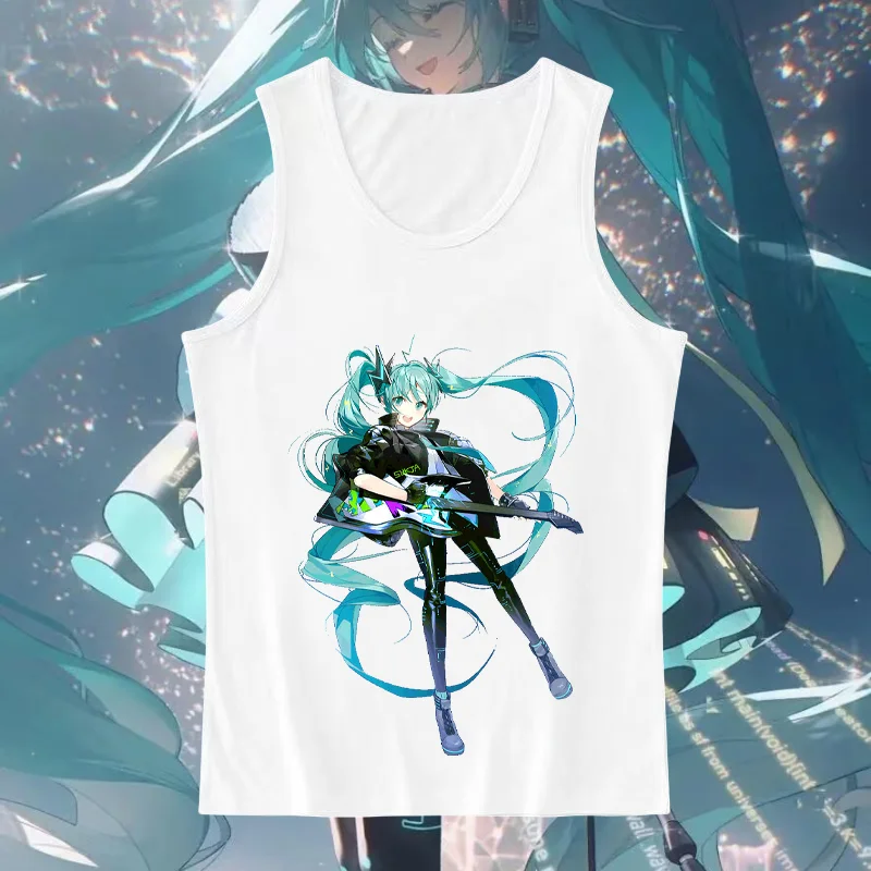 

Новейший женский жилет без рукавов в стиле аниме Hatsune Miku 2025 года, многофункциональный модный повседневный универсальный жилет с принтом летом