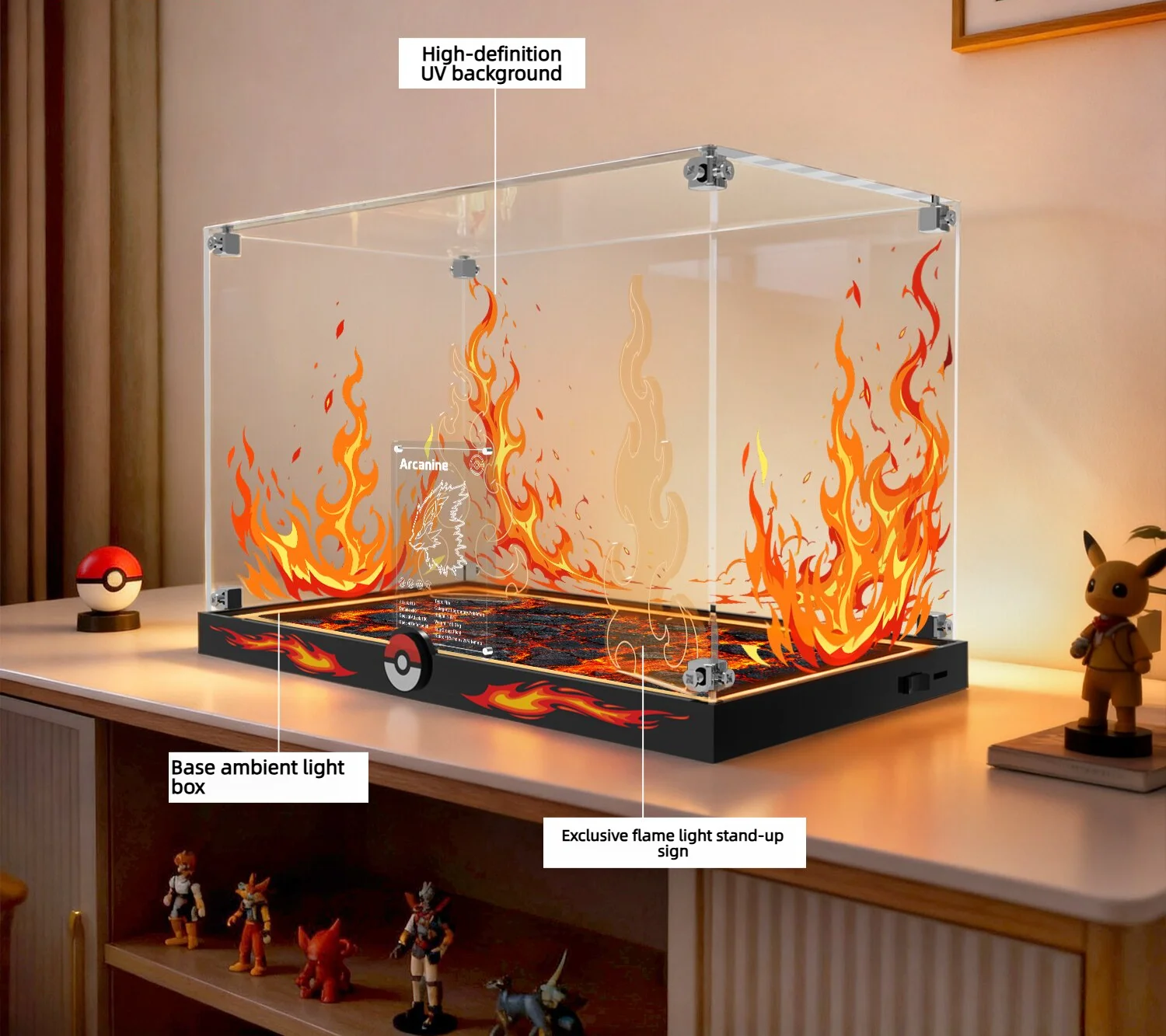 Acrylic Display Case Compatible with Lego 72160 Arcanine Building Blocks Model, High Transparent Dustproof Protective Storage