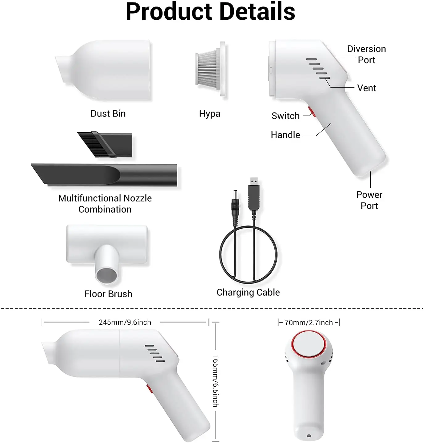 Mini Handheld Vacuum Cleaner For Car Home Cordless Aspirator Strong Suction Pet Hair Ash Dust Cleaning Portable Vacuum Cleaner