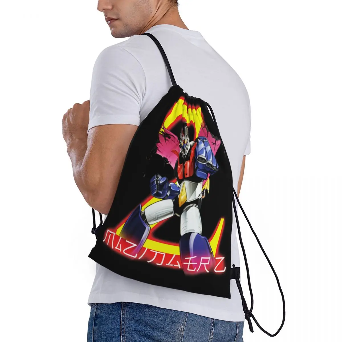 Mazinger Z Super Robot Backpack Drawstring Sports Gym Bag String Sackpack for Working Out