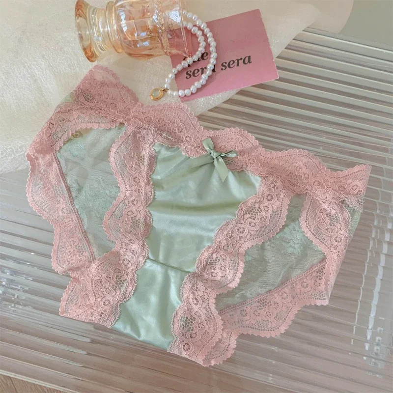 Женские сексуальные кружевные трусики, нижнее белье из атласной сетки с низкой посадкой, полые трусы-стринги