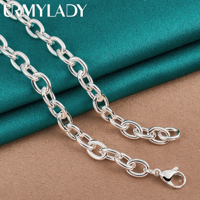 URMYLADY 925 Sterling Silver Link Chain 18 Inch Necklace For Men Women Wedding Party Fashion Jewelry