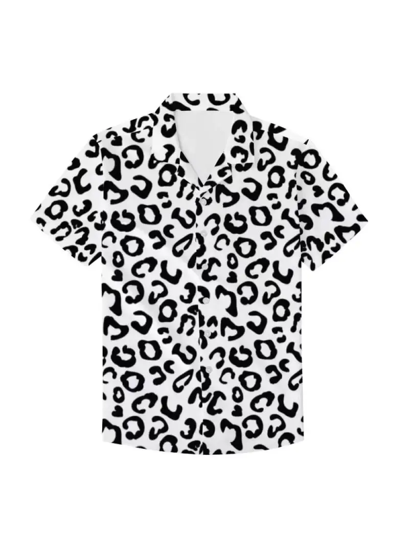 2024 Summer casual men's short-sleeved shirt Sexy leopard print Suitable for party vacation Outdoor fashion jacket Clothing