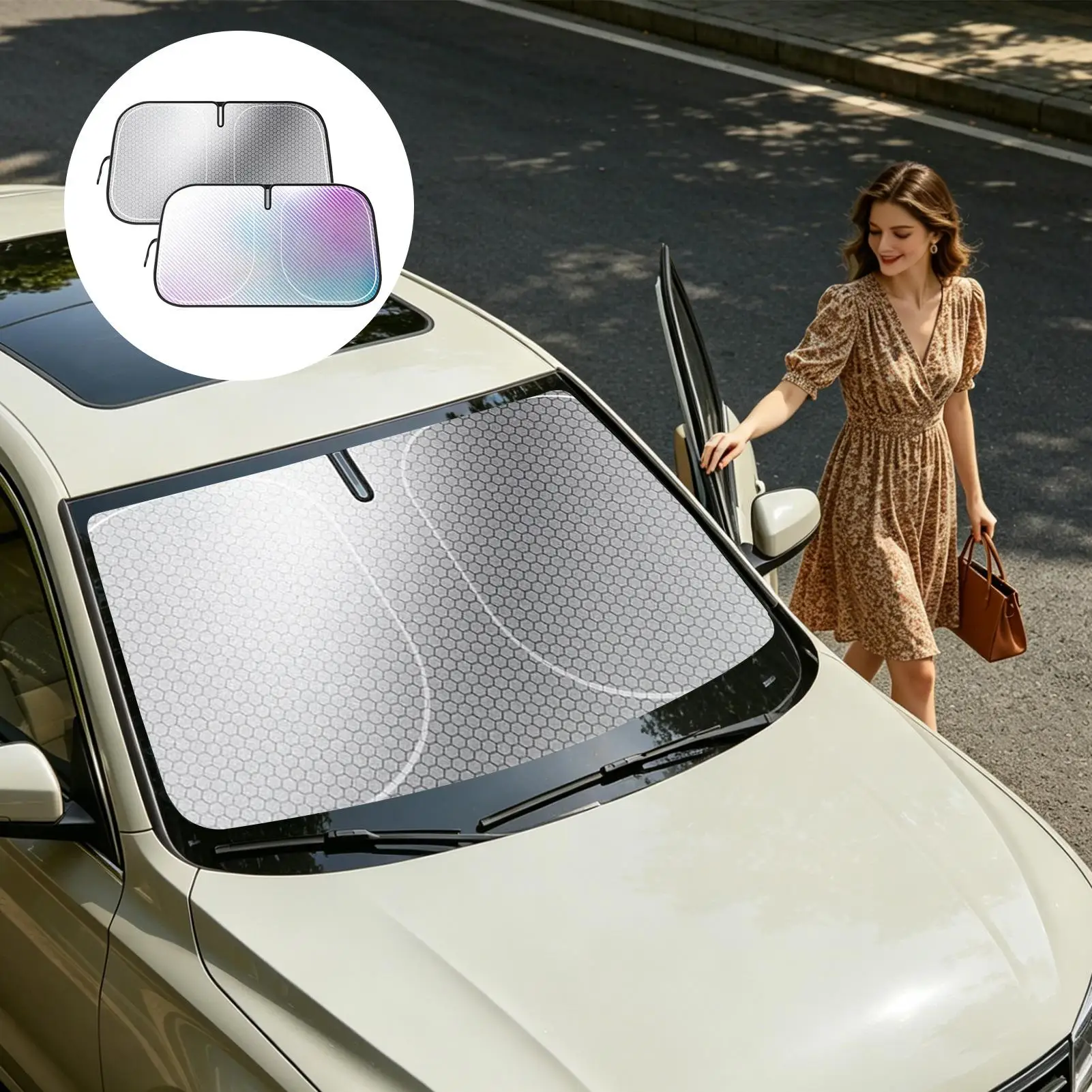 140X80cm Car Windshield Sunshade Foldable Heat Insulation UV Blocking Cover for Front Window. Universal Sun Protector accessory - view 3