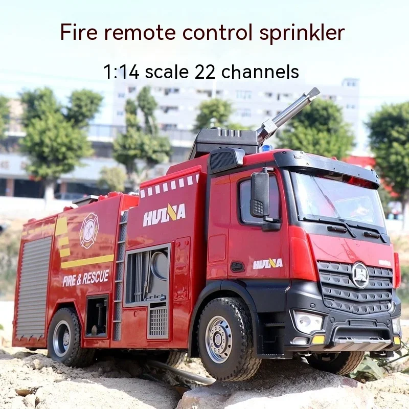 1: 14 Huina Remote-Controlled Truck 22-Channel Simulation Sprinkler Fire Truck Rc Electric Vehicle Children's Fire Toy Car