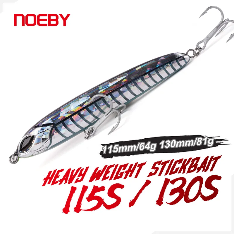 NOEBY Sinking Pencil Lure 115mm/64g 130mm/81g Fishing Lure Winter Artificial Bait Hard Stickbait Saltwater Sea Bass Fishing Gear