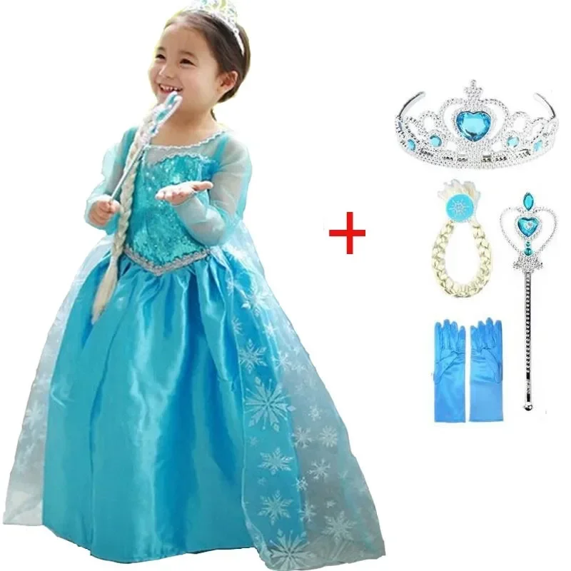 Princesa menina vestidos rainha da neve barbie traje para crianças cosplay vestir-se halloween natal carnaval patrty roupas 4-10y u