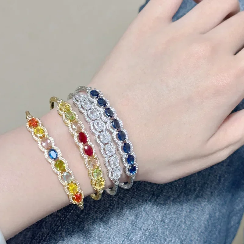 

MDL Moissa!ite Style French Rainbow Zirconia Bracelet High-end Luxury Fashion 18K Plated