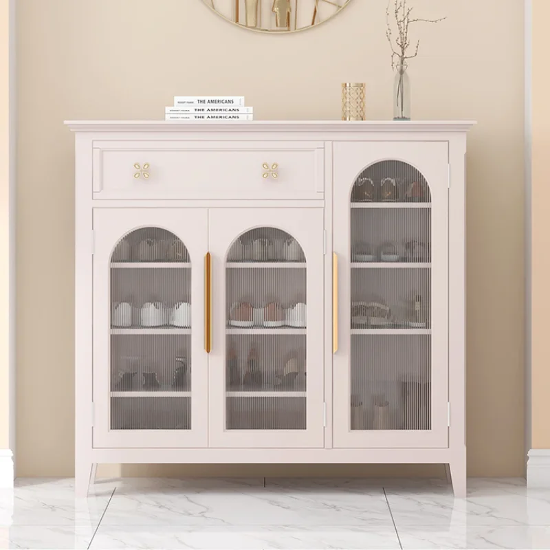 

Minimalist light luxury shoe cabinet Solid wood living room Glass storage side cabinet Entrance