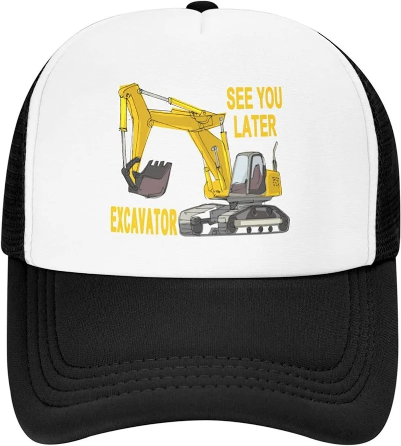 Wisedeal Boys' Construction Excavator  Breathable Truck Hat Youth and Toddler Adjustable Mesh Snapback Trucker Baseball Cap