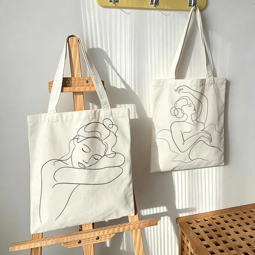 Ultra-minimalist line drawings Storage Bags Canvas bags are suitable for going to class, shopping, gifts, and commuting