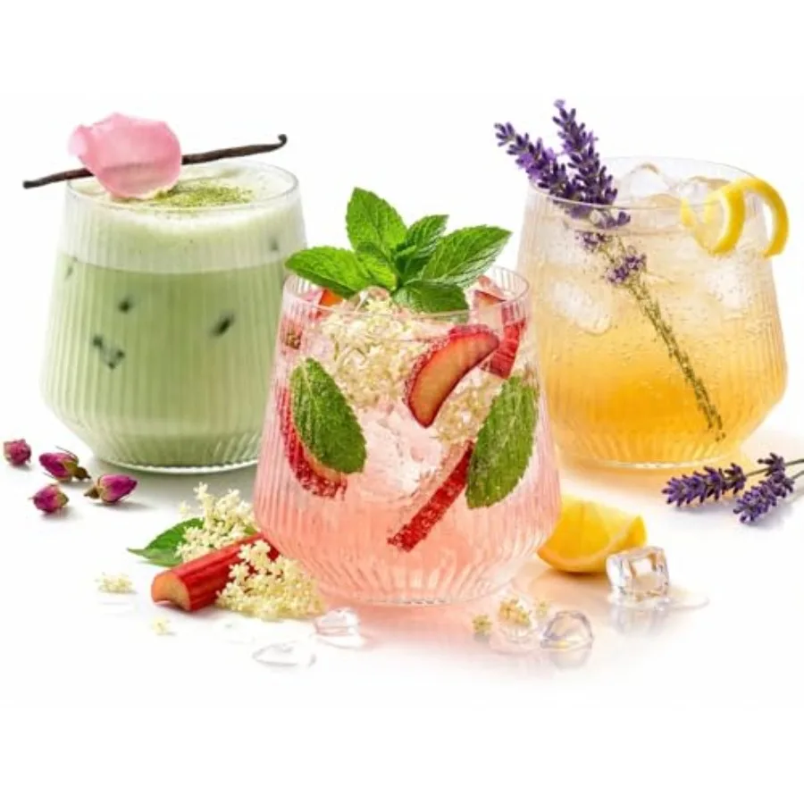 

40 count 12 oz Ribbed Cups Origami Unbreakable Stemless Plastic Wine Champagne Whiskey Glasses Elegant Durable Disposable Indoo