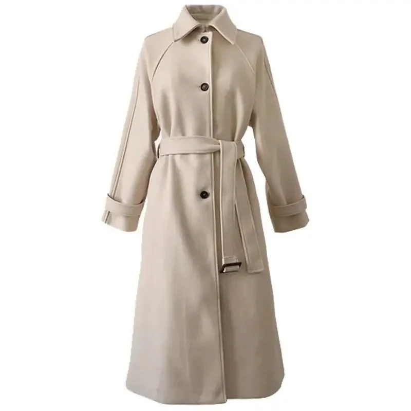 

Cotton Thickening Winter Latest Korean Mid length Commuter Fashion Loose and Slim Fabric Coat Women's Autumn Wool Coat JJ1046