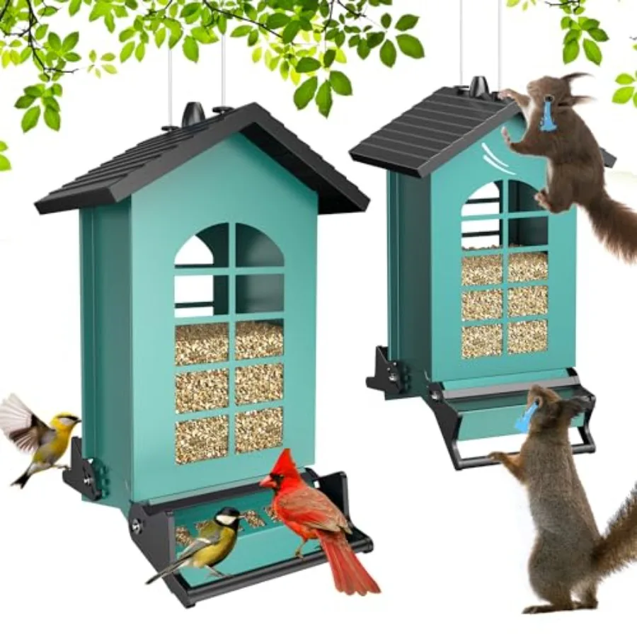 

Уличная подвесная кормушка для птиц 2026 года, защищенная от белок, металлическая, 8 фунтов, с двусторонними активируемыми весом сенсорными жердочками