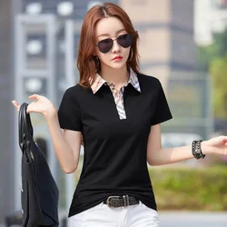 Summer New Lapel Short-sleeved T-shirt Women's Korean Version of The Ladies Polo Bottoming Shirt Tops Women's T-shirt