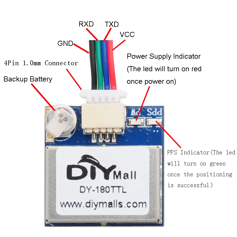 DY-180TTL GPS модуль G18U8TTL TTL уровень GLONASS BD позиционирование трекинг модуль 4800bps-921600bps для контроллера полета Pixhawk