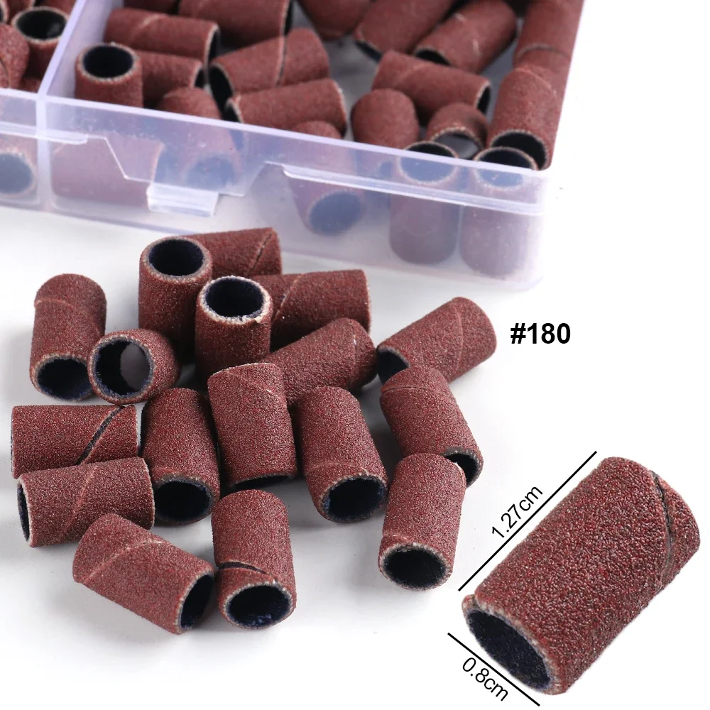 Bandes de capuchon de ponçage pour Machine de manucure électrique, grain 80/120/180, foret à ongles, limes, ensemble d'outils de pédicure, 210 pièces/boîte