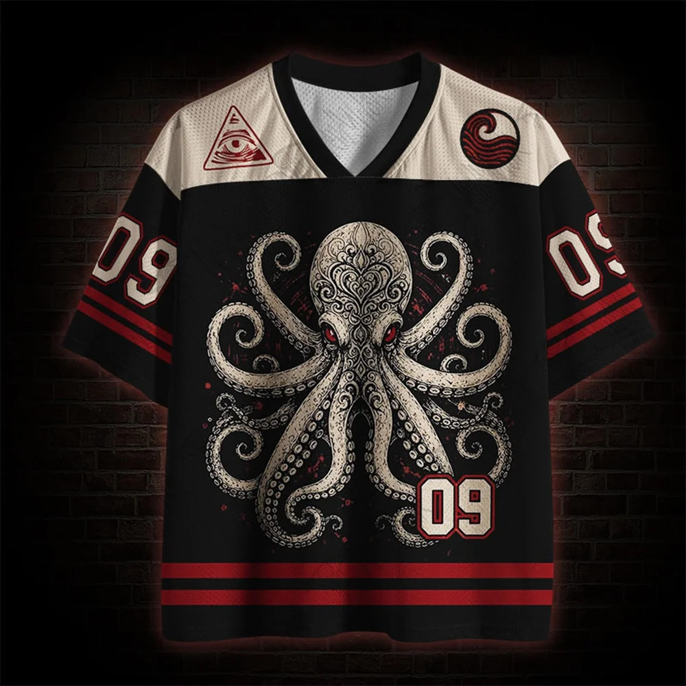 2026 New Nordic Mythical Theme Sports Fashion Short Sleeve V-neck Street View Clothing Mythical Fan Gifts T-shirt Halloween