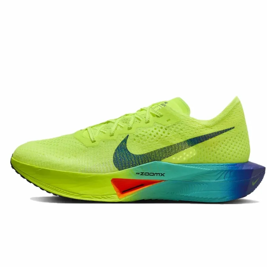 Nike ZoomX Vaporfly Next% 3 volts verde baixo superior placa de carbono tênis de corrida masculino placa de carvão tênis de corrida Chartreuse