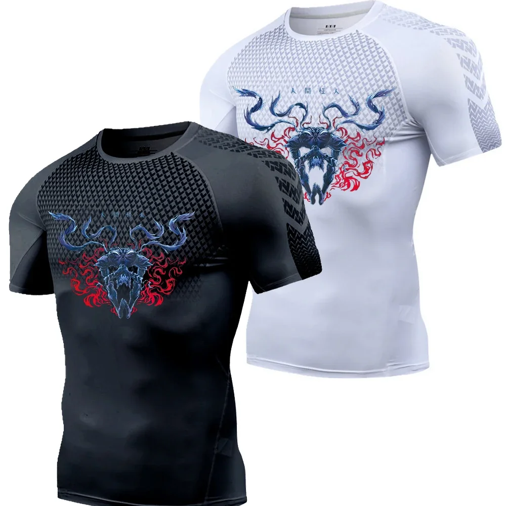 

Компрессионные рубашки в стиле аниме One-Punch Man, мужские летние футболки для фитнеса Wiki Gothic Manga, спортивные рубашки, быстросохнущие спортивные топы для тренировок, мужские