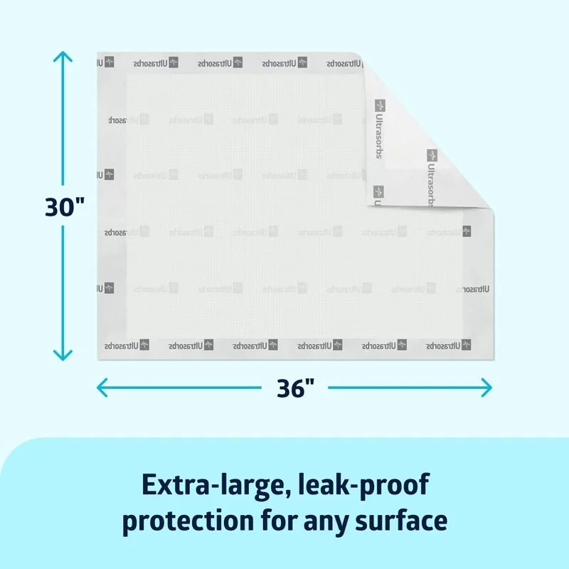 

Ultrasorbs Drypads, 30" x 36", 25 Count, Super Absorbent Disposable Bed Pads, Large Incontinence Bed Pads, Chucks Protec
