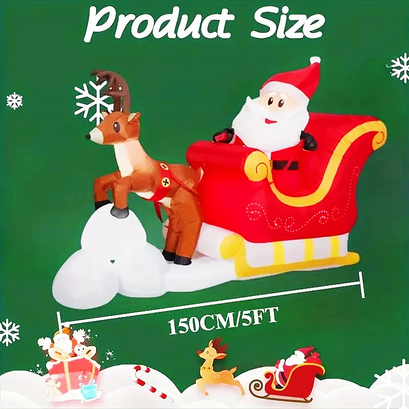 1.5M/5FT Christmas Inflatable Santa Claus Yard Decoration with LED Lights For Xmas Indoor Outdoor Garden Lawn Decoration Props