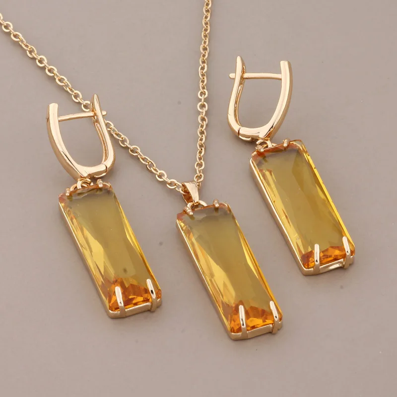 New Trend Gold Color Big Drop Earrings Sets for Women Fashion High Quality Hanging Earring Luxury Elegant Women\'s Set