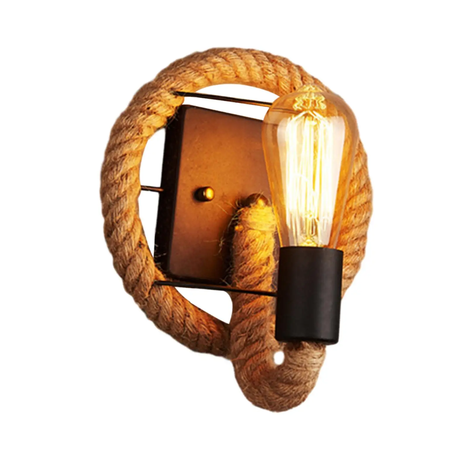 Industrial Wall Sconce Lamp Hemp Rope Iron Retro Lighting Fixture for Bedroom Hallway Hotel Cafe Vintage Wall Decor