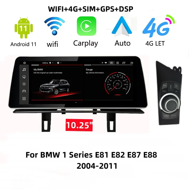 

10.25" Wireless Apple CarPlay Android Auto Car Multimedia For BMW 1 Series E81 E82 E87 E88 Head Unit Screen Display monitor