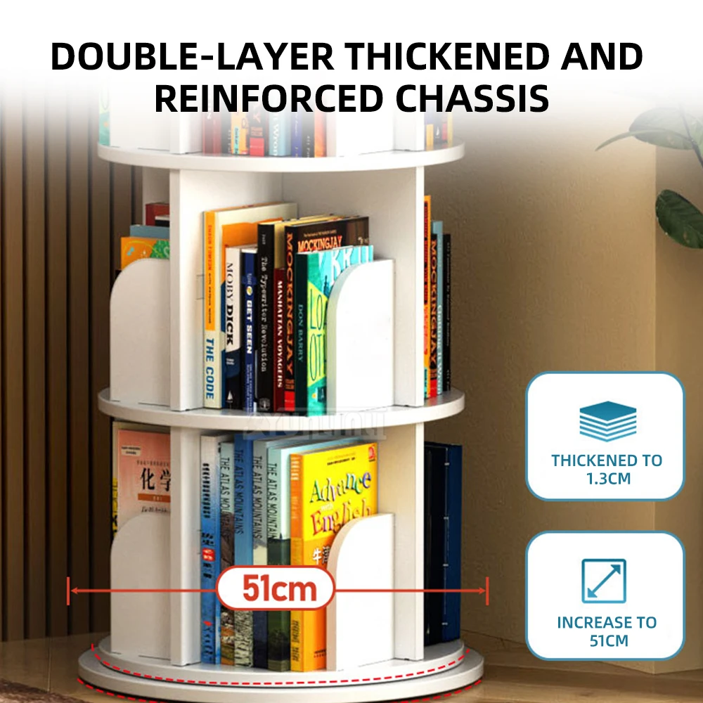 رف كتب دوار 2026 رف قائم على الأرض يدور 360 درجة رف تخزين منزلي رف كتب