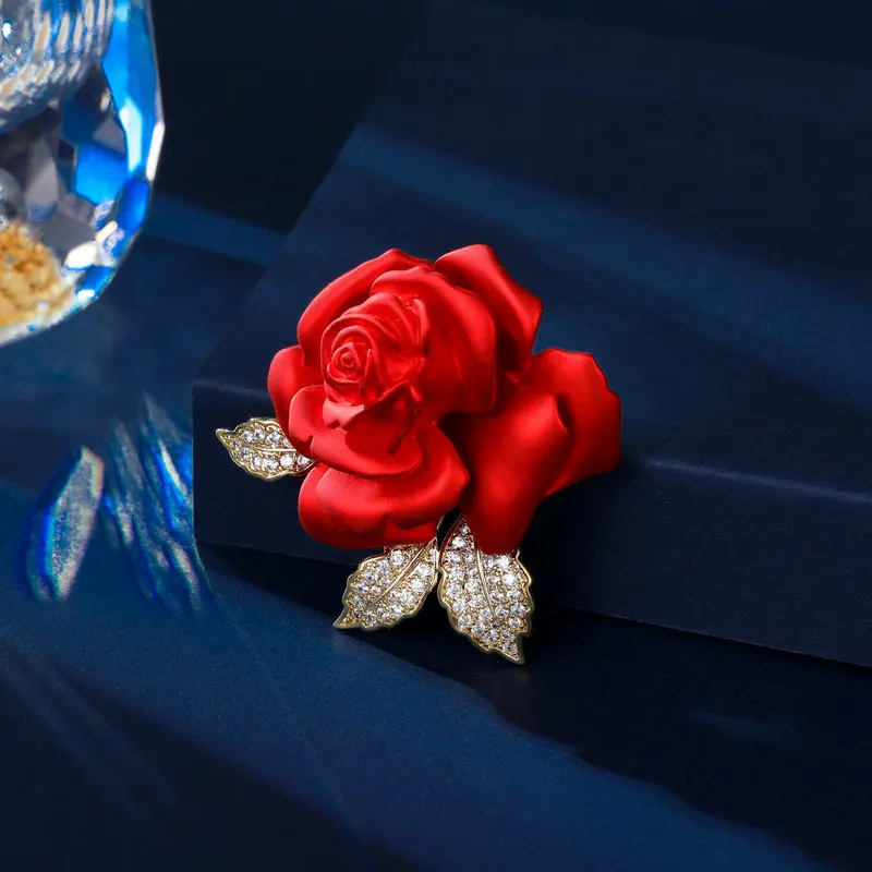 New Multi-purpose Fixed Clothes Pin Suit Jacket Cheongsam Accessories Rose Corsage Red Camellia Brooch
