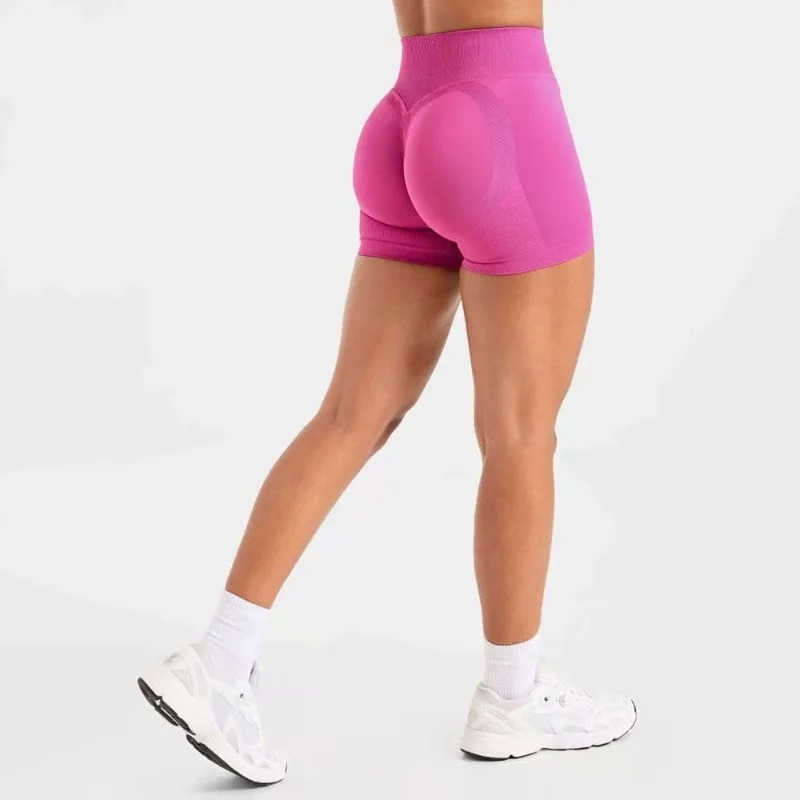 

Новые эластичные шорты для йоги, женские бесшовные шорты, быстросохнущие узкие шорты для подтягивания ягодиц, однотонные спортивные леггинсы для фитнеса и бега