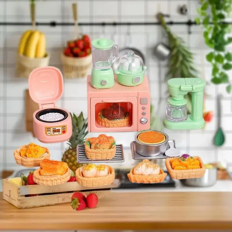 Tout nouvel ensemble de nourriture pour maison de poupée – Faire semblant de pain et cuiseur à riz au four électronique à l'échelle 1/12