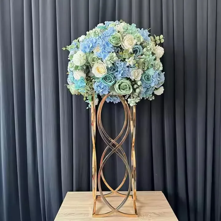 Goldener Metall-Blumenständer als Mittelstück für Hochzeiten, Metallhalterung für Blumen-Mittelstücke, 4-10 Stück – Detail 2