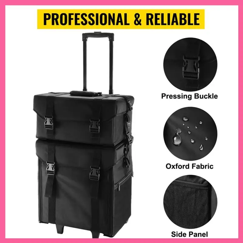 

HOT-Professional Cosmetic Case Trolley Ladies Cosmetic Storage Bag Detachable Nail Beauty Tattoo Suitcase