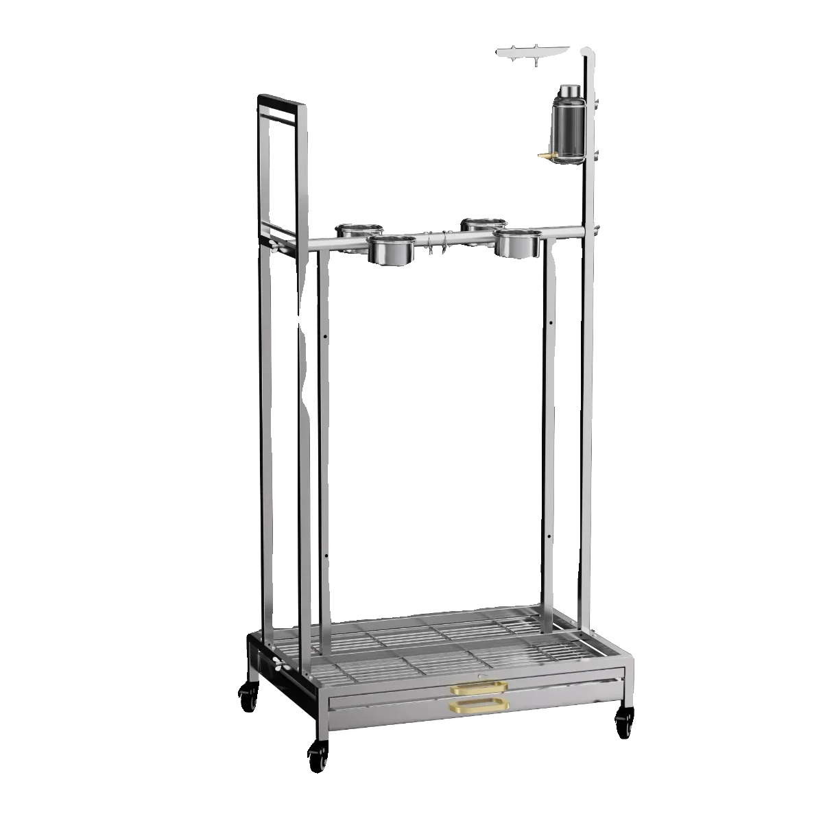 

Daniel Stainless Steel Bird Platform Shelf Fence Climbing Ladder Station Rod Automatic Water Feeder with Toilet Parrot Bird Plat