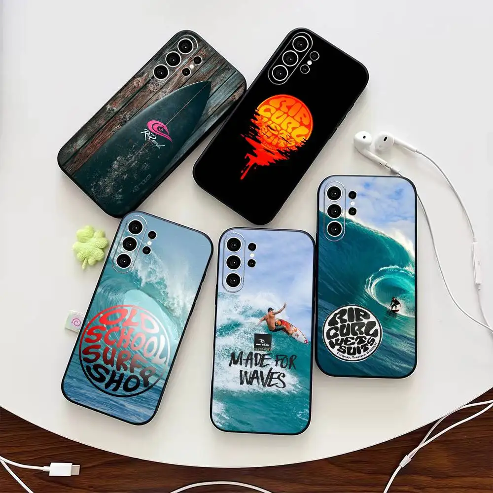 S-Surf Beach Rips Curls  Phone Case For Samsung S25,S24,S21,S22,S23,S30,Ultra,S20,Plus,Fe,Note,10,9,5G Black Cover
