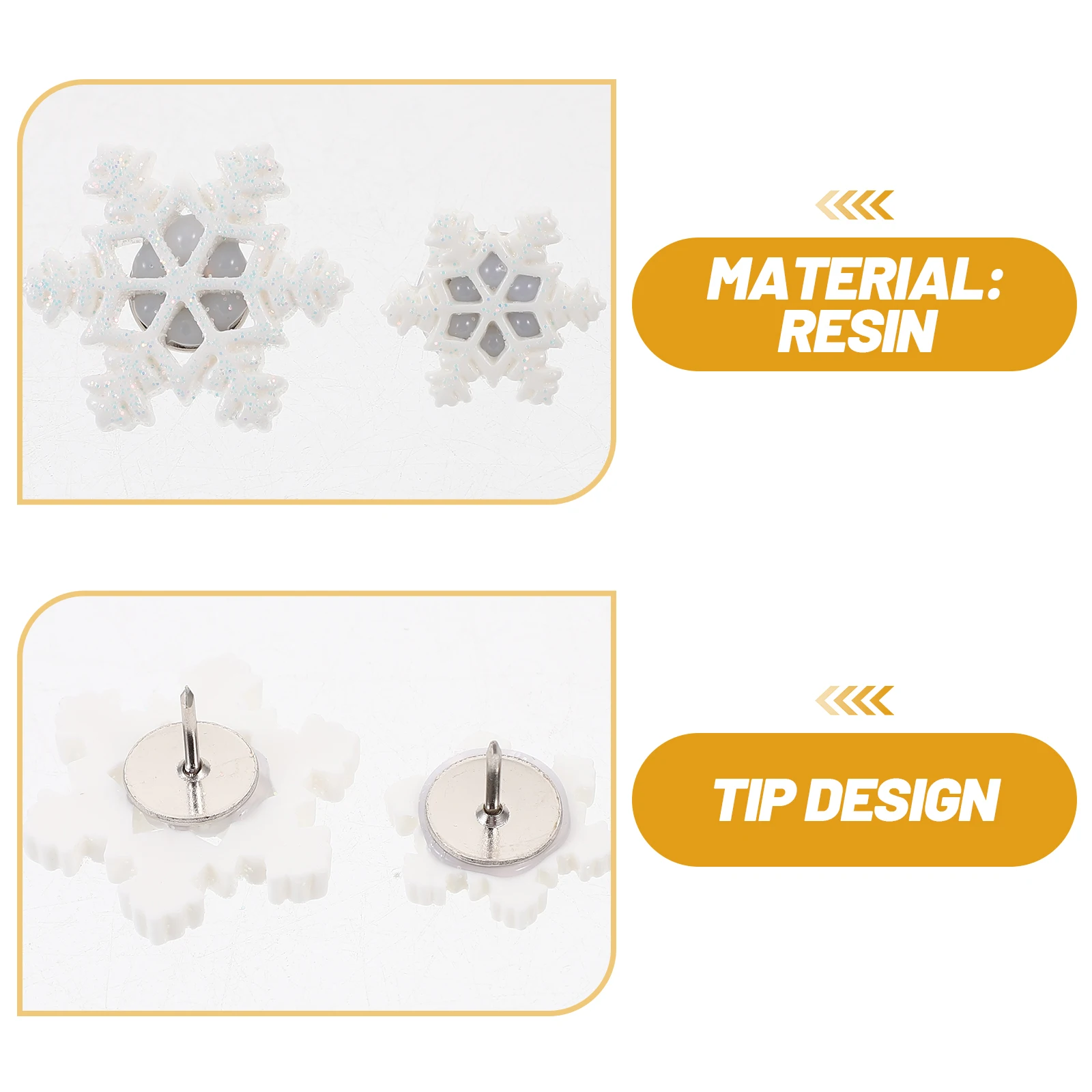 

30 Snowflake Shaped Thumbtacks Resin Material Bulletin Boards Cork Strips Map Markers Christmas Decor Photo Wall School Supply