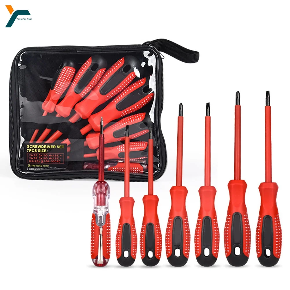 

7Pcs 1000V Insulated Screwdriver Bit Current Testing Pen Phillips Slotted Magnetic Screwdriver Electrician Home Repair Hand Tool