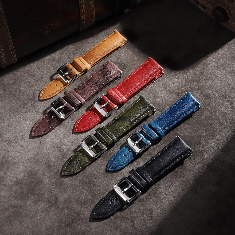 20mm 22mm Quick Release Genuine Leather Watchband Watch Strap For Samsung Galaxy Watch7/ 6/5 Smartwatch Wristband Men Women Belt